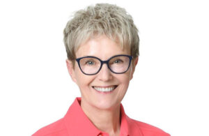 This is the LinkedIn portrait of GE HealthCare President and CEO for U.S. and Canada Catherine Estrampes.