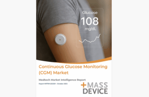 This is the cover of the MassDevice Medtech Market Intelligence Report about the CGM space.