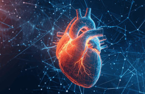 This is an Adobe Stock image of a heart with tech looking designs around it to go along with stories and reports about cardio device companies top cardio device company news and largest cardio device companies.