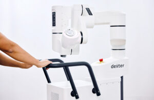 An arm cart in Distalmotion's robotic system, Dexter.