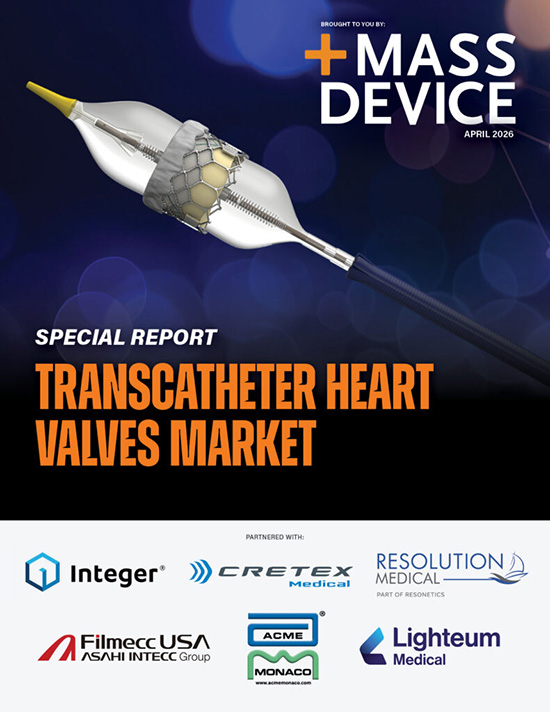 This is the cover of the MassDevice Transcatheter Heart Valves Special Report for 2026.